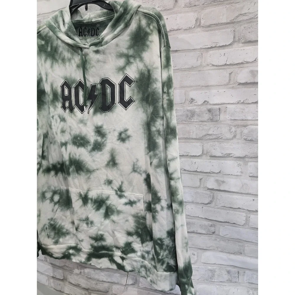 Men‎ Size XL ACDC Lightweight Tie Die Green Sweatshirt Hoodie Hard Rock Band - Picture 3 of 8
